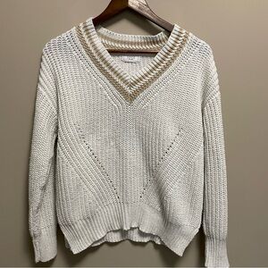 Sage The Label Cream with Beige Stripe V-Neck Sweater Women’s Small